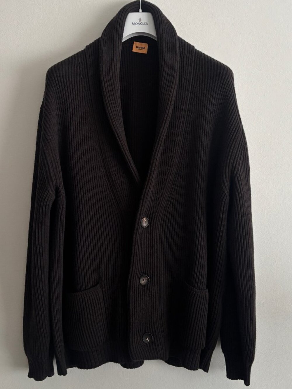 $1295 Harold Harry Rosen Italy Brown Ribbed Shawl Collar Cardigan - 50 XXL - 3XL